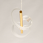 Люстра линейная золотистого цвета с двумя прозрачными волнистыми элементами Wave Line варинант исполнения - 8 | Loft Concept в Рязани