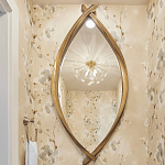 Зеркало овальное в деревянной золотистой раме Oval Gold Lines варинант исполнения - 3 | Loft Concept в Рязани