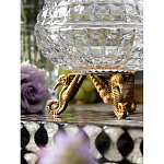 Конфетница прозрачная стеклянная на бронзовых ножках в виде морских коньков с крышкой в виде ракушки Eden Garden варинант исполнения - 5 | Loft Concept в Рязани