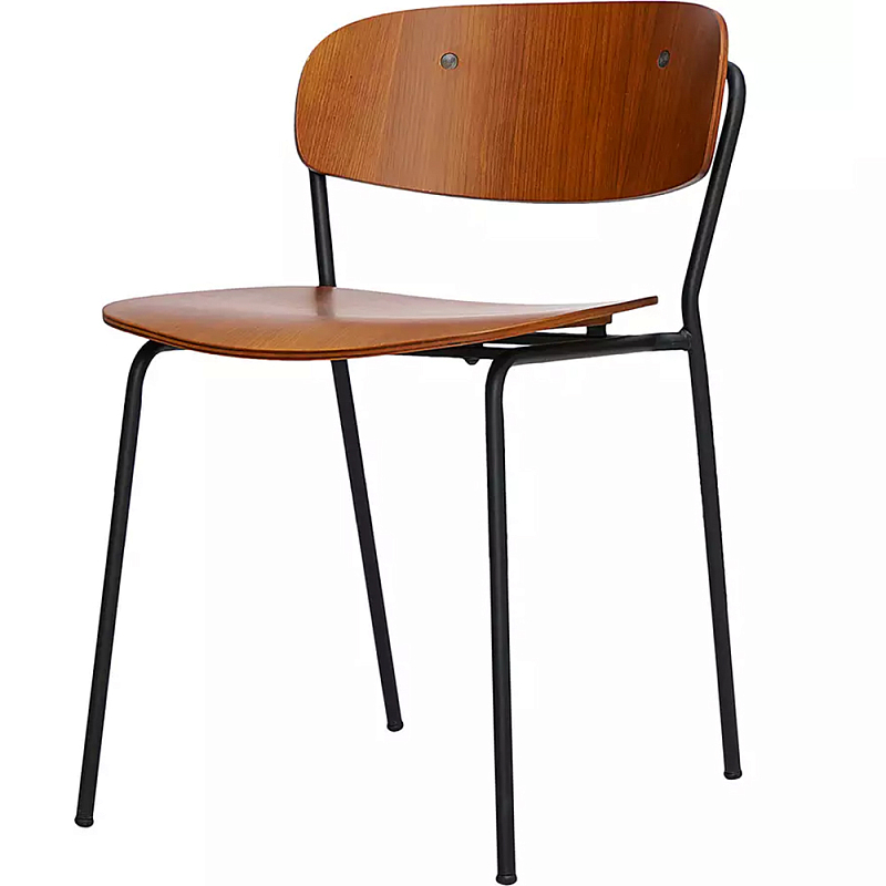 Стул на железных ножках Chair Space Arrangement без подлокотников Орех Черный Стул на железных ножках Chair Space Arrangement без подлокотников Орех Черный в Рязани | Loft Concept