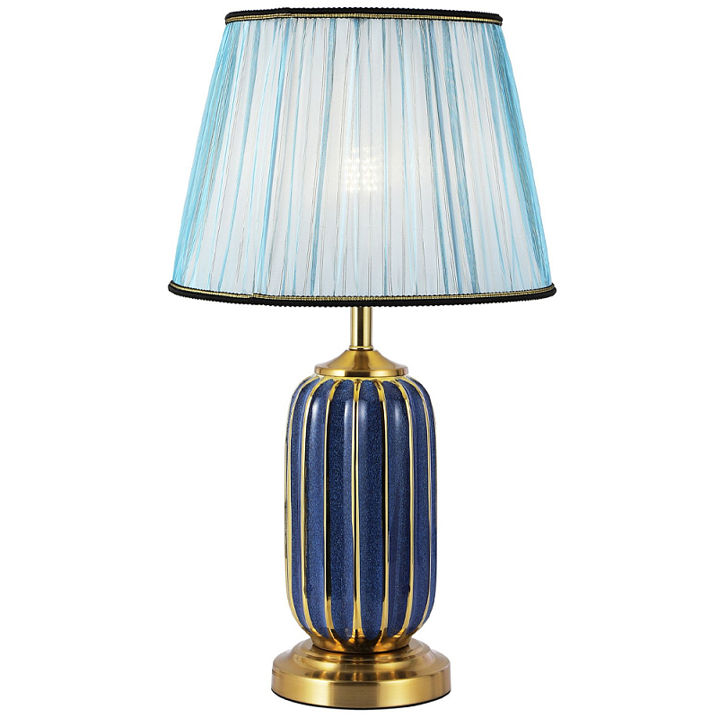 Настольная лампа с абажуром Terenzio Blue Table Lamp Синий Золотой Голубой Настольная лампа с абажуром Terenzio Blue Table Lamp Синий Золотой Голубой в Рязани | Loft Concept
