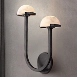 Бра с 2-мя мраморными плафонами на черном корпусе Light Warm Light варинант исполнения - 3 | Loft Concept в Рязани