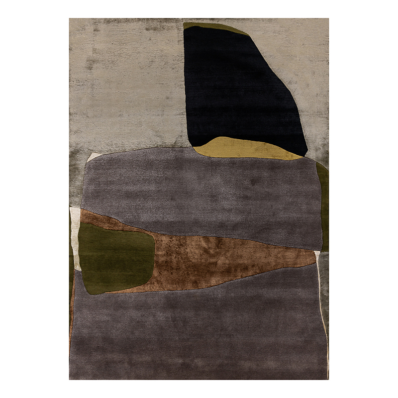 Ковер шелк Manhattan Wool Silk Carpet VIII Серый Черный Зеленый в Рязани | Loft Concept 