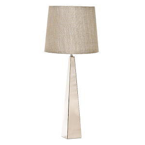 Настольная лампа с высоким основанием из металла и бежевым цилиндрическим абажуром из искусственного шелка Elstead Lighting