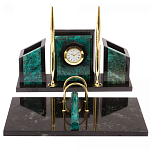 Настольный письменный набор из змеевика с часами Successful Leader варинант исполнения - 1 | Loft Concept в Рязани