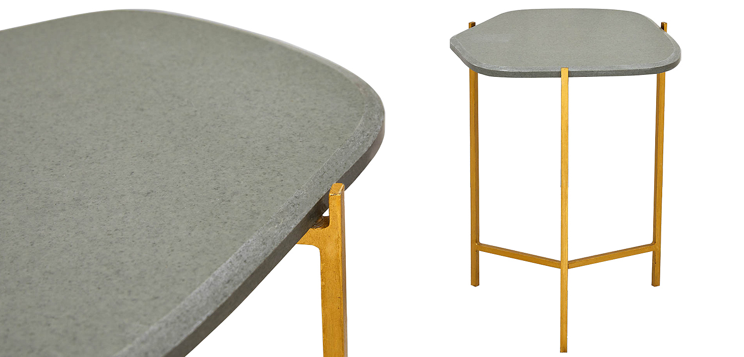 Приставной стол с серой каменной столешницей Tuan Side Table Grey Приставной стол с серой каменной столешницей Tuan Side Table Grey - Loft-Concept в Рязани