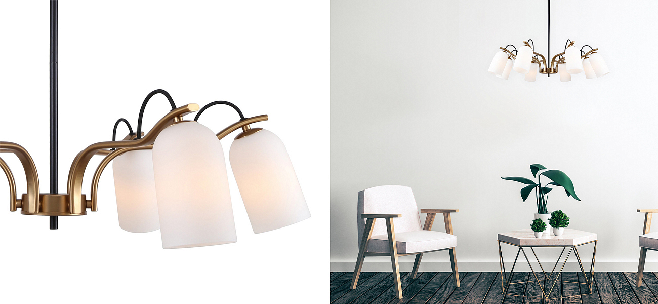 Люстра с белыми плафонами May-lily Люстра с белыми плафонами May-lily - Loft-Concept в Рязани