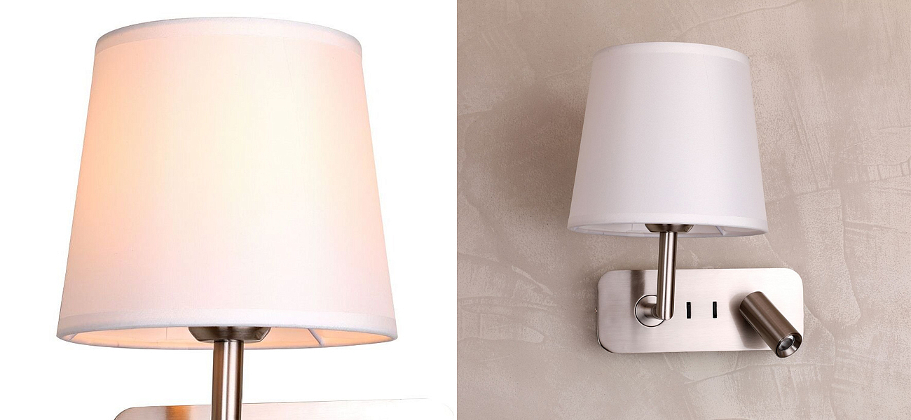 Бра с абажуром Trumpet Lamp Nickel 2 лампы Бра с абажуром Trumpet Lamp Nickel 2 лампы - Loft-Concept в Рязани