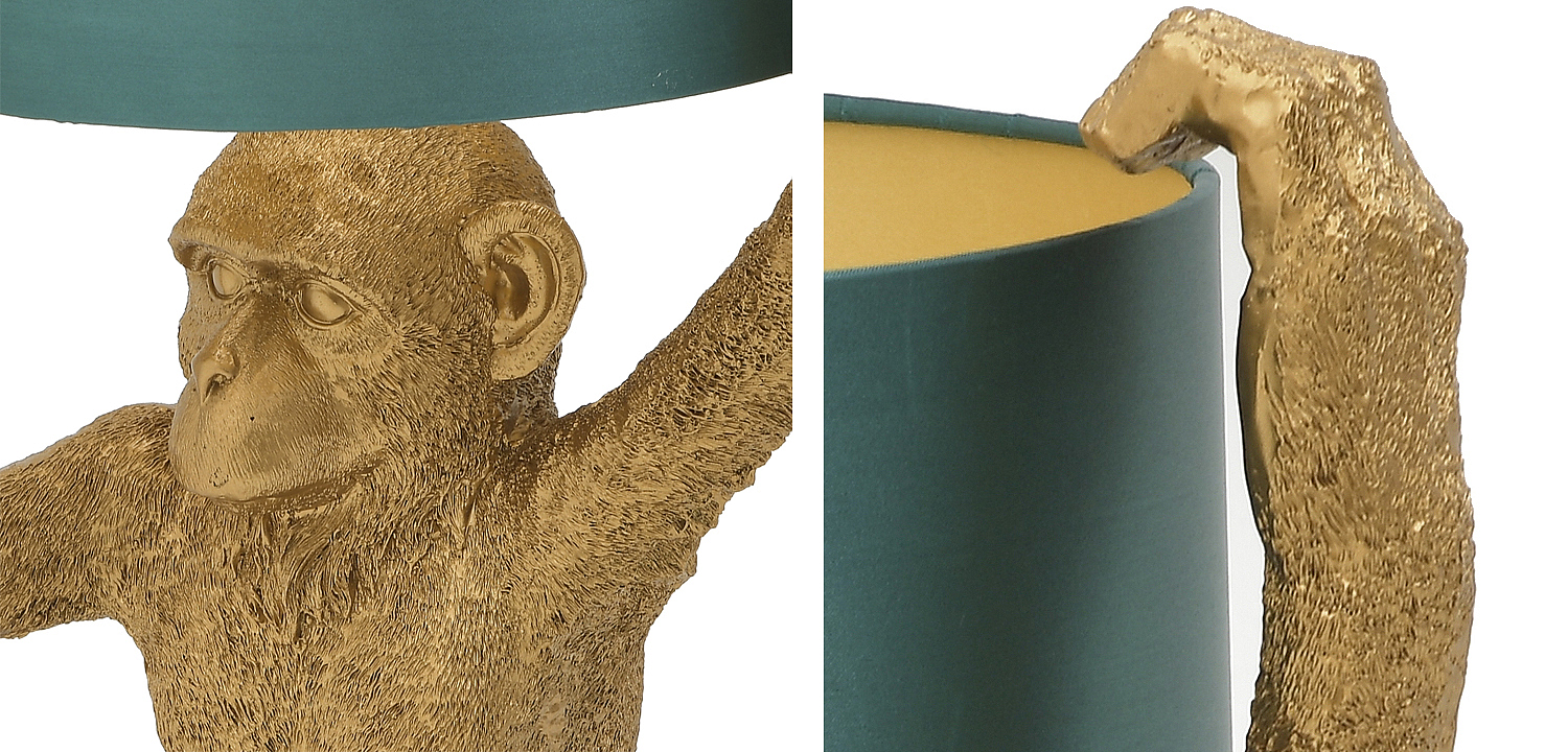 Настольная лампа Gold Monkey Holding Lampshade Настольная лампа Gold Monkey Holding Lampshade - Loft-Concept в Рязани