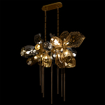 Люстра подвесная с 18-ю стеклянными плафонами с вертикальными подвесками Gilded Mirage  варинант исполнения - 6 | Loft Concept в Рязани