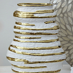 Ваза белая с рельефной поверхностью и золотыми полосами Vase Beehive варинант исполнения - 6 | Loft Concept в Рязани