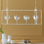 Люстра белая прямоугольная с абажурами в виде цветков тюльпана White Tulips варинант исполнения - 8 | Loft Concept в Рязани