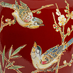 Настольная лампа бордовая с изображением птиц Slip Away варинант исполнения - 6 | Loft Concept в Рязани