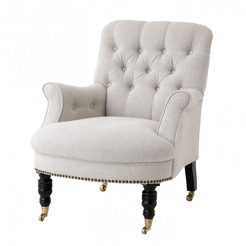Кресло Eichholtz Chair Barrington Бежево-серый Черный Кресло Eichholtz Chair Barrington Бежево-серый Черный в Рязани | Loft Concept