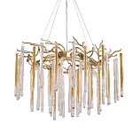 Люстра подвесная золотого цвета с разветвленными ветвями и прозрачными стеклянными подвесками Droplet Chandelier варинант исполнения - 1 | Loft Concept в Рязани