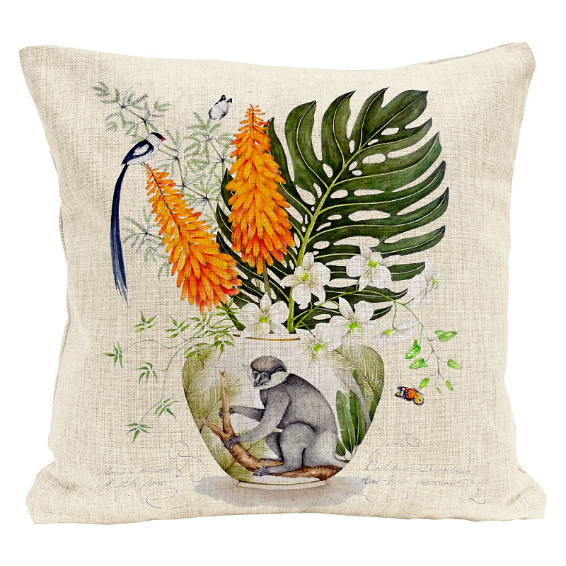 Декоративная подушка Little Monkey Pillow Мульти Бежевый Декоративная подушка Little Monkey Pillow Мульти Бежевый в Рязани | Loft Concept