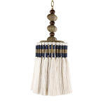 Подвесной светильник с подвесом из деревянных бусин и абажуром из кисточек Аmbiance варинант исполнения - 1 | Loft Concept в Рязани