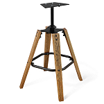 Барный стул со спинкой и металлической подставкой на 4-х деревянных ножках Бежевый Велюр Vendramin Chair варинант исполнения - 8 | Loft Concept в Рязани