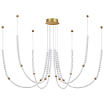 Люстра подвесная с 6-ю изогнутыми плафонами и белыми декоративными шариками PEARLS Suspension варинант исполнения - 1 | Loft Concept в Рязани