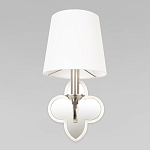 Бра с белым текстильным абажуром и декоративным основанием в виде четырехлистника с зеркальной вставкой Vitorino варинант исполнения - 22 | Loft Concept в Рязани