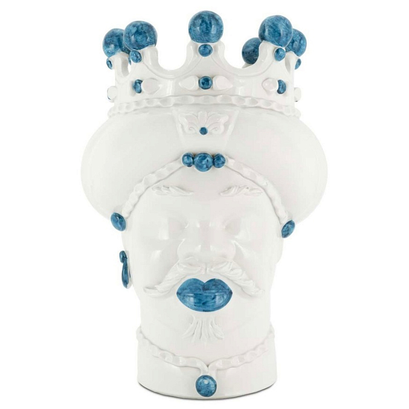 Ваза Vase Moro Man Medium Decor Белый Голубой Ваза Vase Moro Man Medium Decor Белый Голубой в Рязани | Loft Concept