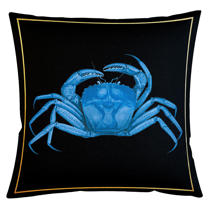 Декоративная подушка Blue Crab Бежевый Черный Морская синь Декоративная подушка Blue Crab Бежевый Черный Морская синь в Рязани | Loft Concept
