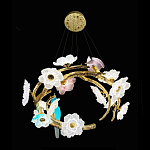 Люстра круглая на золотом каркасе с птичками и цветочным декором Miscellaneous herbs варинант исполнения - 8 | Loft Concept в Рязани