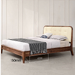 Кровать двуспальная с каркасом из дерева и мягким изголовьем Moon Walnut Bed варинант исполнения - 6 | Loft Concept в Рязани