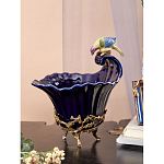 Чаша темно-синего цвета из фарфора с разноцветной птичкой Eden Garden porcelain and bronze варинант исполнения - 13 | Loft Concept в Рязани