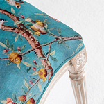 Стул из массива бука бирюзовый с изображением птиц и цветов Turquoise Beige Chinoiserie Peach Garden Chair варинант исполнения - 4 | Loft Concept в Рязани