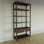 Стеллаж Elsa Dreams Walnut со стеклянными полками и ящиком варинант исполнения - 1 | Loft Concept в Рязани