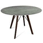 Стол обеденный с серой овальной столешницей из керамики на четырех деревянных ножках Gray Ceramics варинант исполнения - 1 | Loft Concept в Рязани