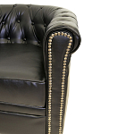 Кресло кожаное с мягкими подлокотниками на 4-х деревянных ножках Logan Leather Armchair black 2 варинант исполнения - 2 | Loft Concept в Рязани