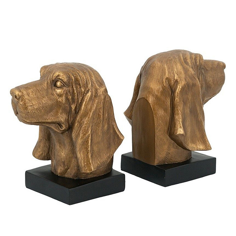 Держатель для книг с бронзовыми фигурками головы собаки Dog Elegance Бронза Черный Держатель для книг с бронзовыми фигурками головы собаки Dog Elegance Бронза Черный в Рязани | Loft Concept