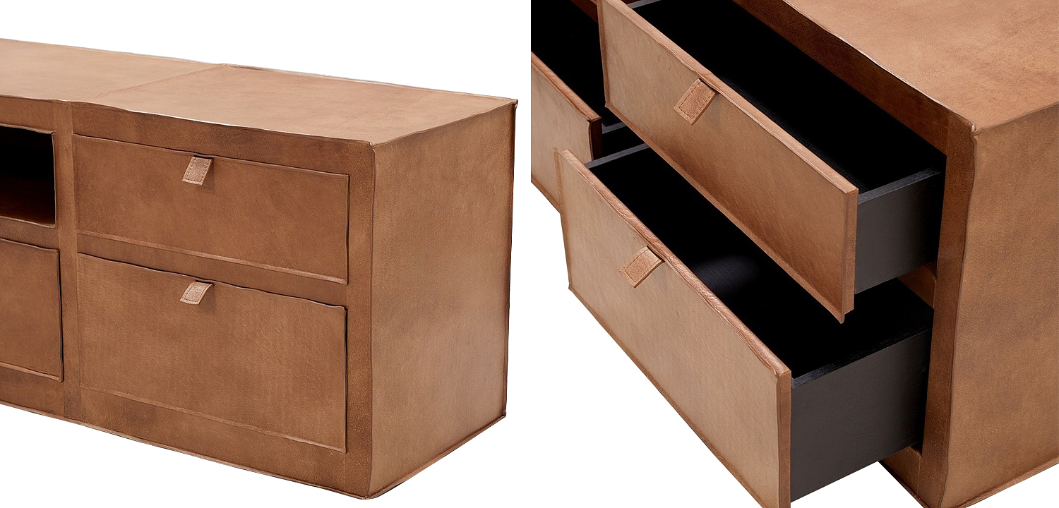 ТВ-тумба Leather Wood TV Stand ТВ-тумба Leather Wood TV Stand - Loft-Concept в Рязани