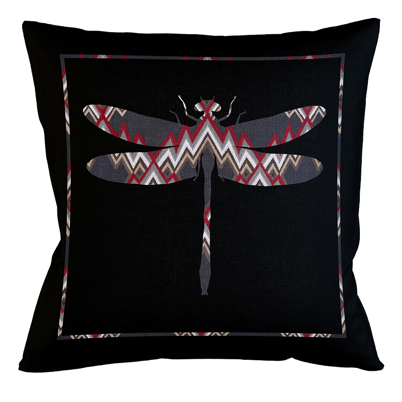 Подушка декоративная стрекоза цветной орнамент Ikat Pattern Мульти Бежевый Черный Подушка декоративная стрекоза цветной орнамент Ikat Pattern Мульти Бежевый Черный в Рязани | Loft Concept