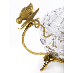 Конфетница из прозрачного рельефного стекла с ручками в виде стрекоз и фигуркой лебедя Eden Garden варинант исполнения - 2 | Loft Concept в Рязани