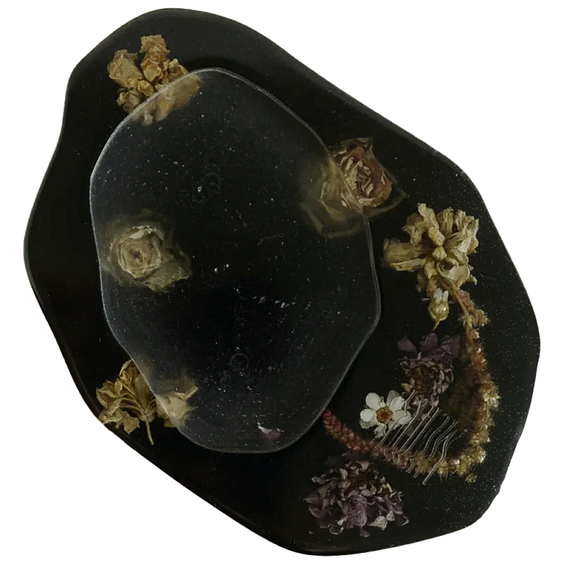 Подставка из эпоксидной смолы с цветами черная Epoxy Resin Flowers Black Черный Подставка из эпоксидной смолы с цветами черная Epoxy Resin Flowers Black Черный в Рязани | Loft Concept