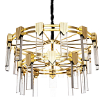 Двухъярусная люстра с прямоугольными хрустальными плафонами Glass Rectangles Gold Chandelier 76 варинант исполнения - 1 | Loft Concept в Рязани