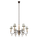 Люстра на металлическом основании с 6-ю белыми тканевыми абажурами Terrain варинант исполнения - 4 | Loft Concept в Рязани