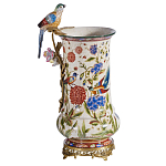 Ваза фарфоровая с птицей на бронзовой ветке и цветочной росписью Garden of Eden варинант исполнения - 5 | Loft Concept в Рязани