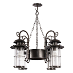 Уличная подвесная люстра с 4-мя цилиндрическими плафонами на цепях Elysian Lanterns варинант исполнения - 3 | Loft Concept в Рязани