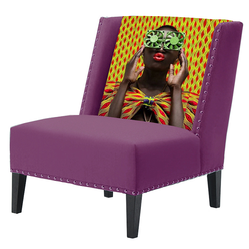 FUN Armchair Disco Purple Дизайнерское кресло с цветным принтом Баклажан FUN Armchair Disco Purple Дизайнерское кресло с цветным принтом Баклажан в Рязани | Loft Concept
