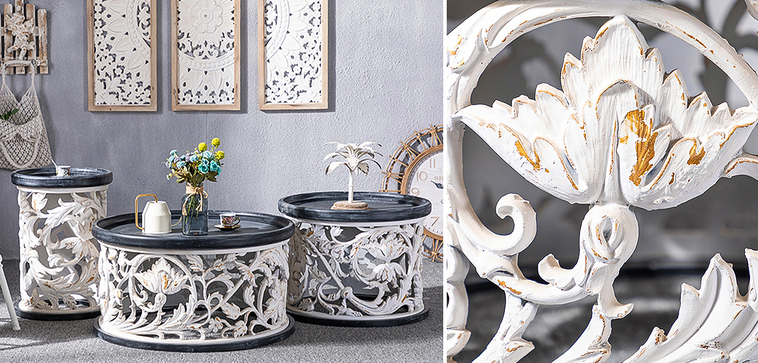 Кофейный стол Fleurette Provence Black White Coffee Table 80 Кофейный стол Fleurette Provence Black White Coffee Table 80 - Loft-Concept в Рязани