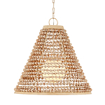 Подвесной светильник в форме колокола из деревянных бусин Wooden Beads варинант исполнения - 1 | Loft Concept в Рязани