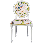 Стул светло-серый из натурального бука с изображением птиц и цветов Blooming Blue Birds варинант исполнения - 1 | Loft Concept в Рязани