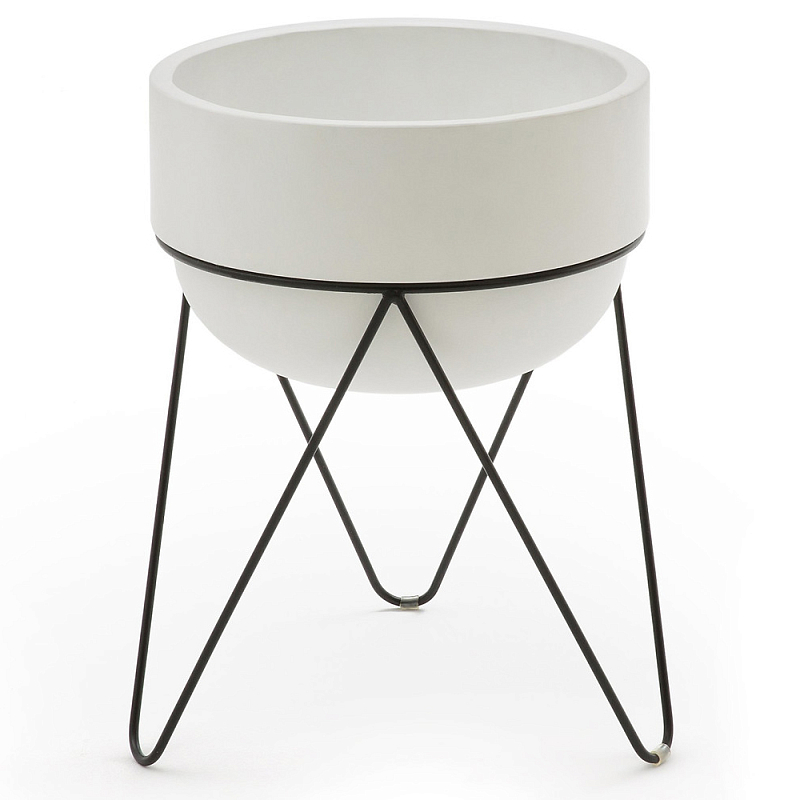 Кашпо Elevated Planters Luna 54 белое Белый Черный Кашпо Elevated Planters Luna 54 белое Белый Черный в Рязани | Loft Concept