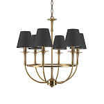 Люстра на металлическом основании бронзового цвета с 6-ю черными конусовидными абажурами Dignity варинант исполнения - 2 | Loft Concept в Рязани