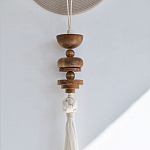 Аксессуар на стену диск с деревянными бусинами Wall Decor Thread Disc  варинант исполнения - 2 | Loft Concept в Рязани