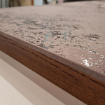 Стол обеденный с коричневой квадратной столешницей из керамики на четырех деревянных ножках Brown Ceramics варинант исполнения - 2 | Loft Concept в Рязани